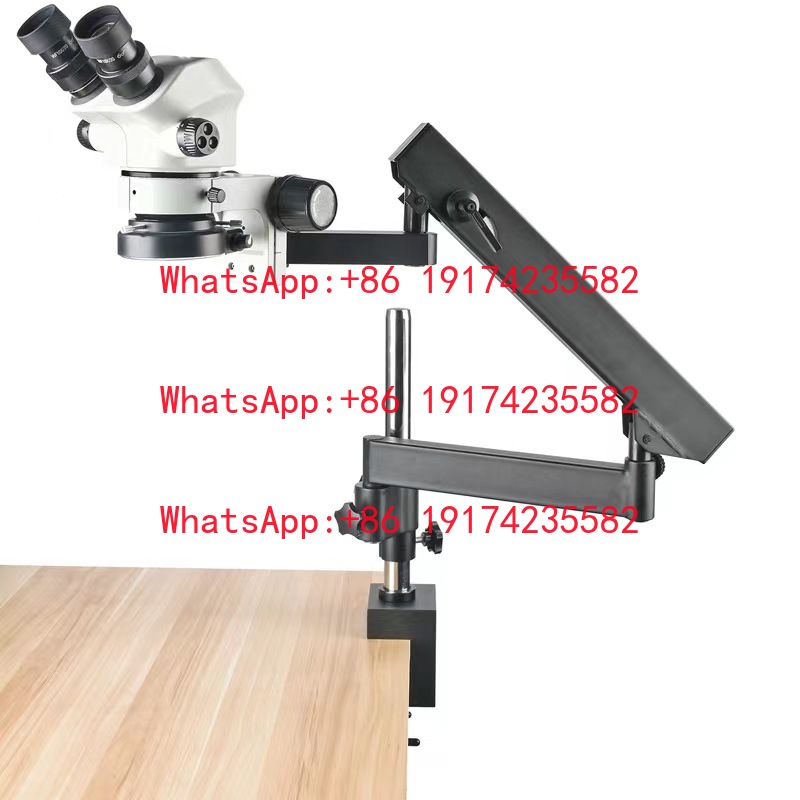 Microscope Boom Stand Articulating - Kontinuierliches Objektiv 7-50X Zoom 45-Grad-Neigung Mikroskop