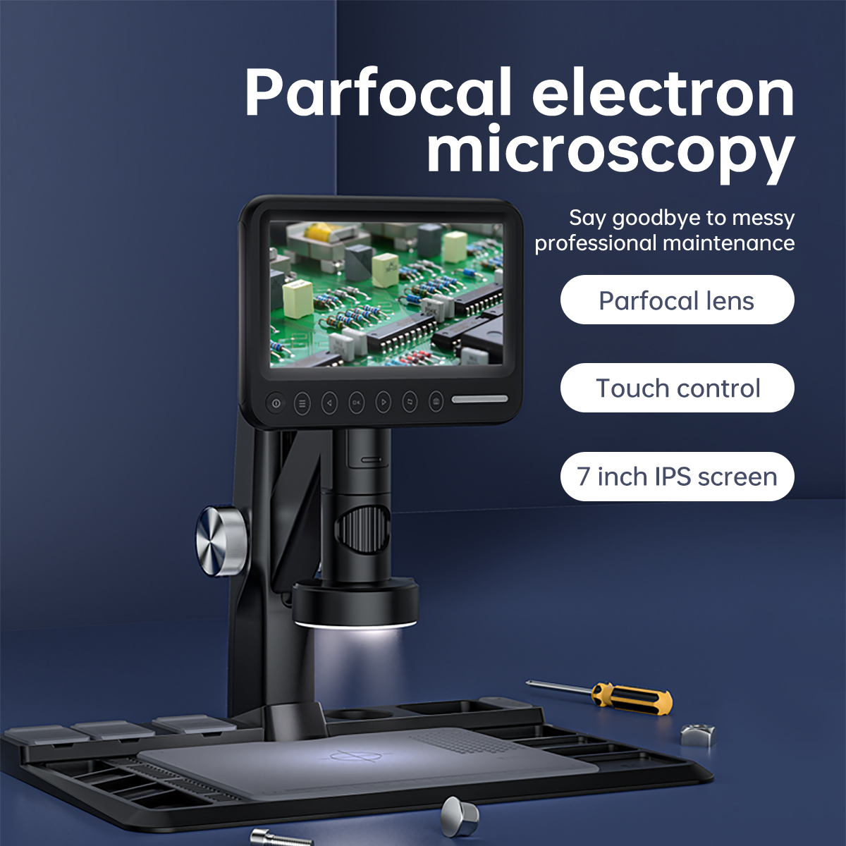 Digital Microscope With Screen 7 Inch - 7-Zoll-Touchscreen 178 Grad 12MP 50-1600x Zoom