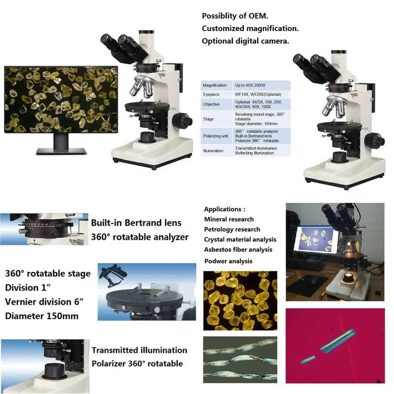 Polarizing Microscope Binocular - für Boshida PL1506 40X-2000X Digitales Petrographisches