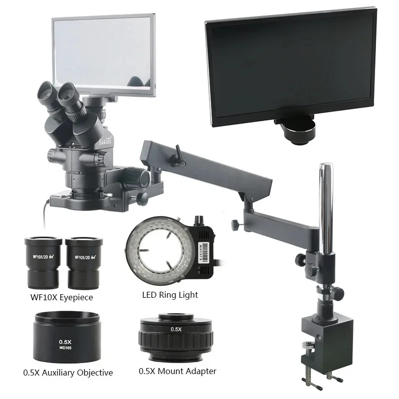 Measuring Microscope Video 1080P - 3,5-45X Simul-Focus Trinokular-Stereomikroskop FHD 1080P HDMI-Video-Messkamera
