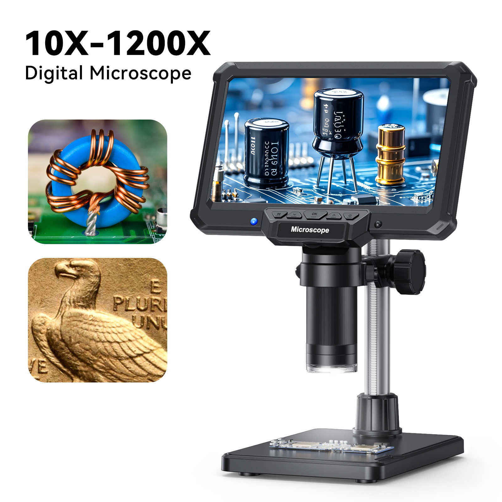 Metallurgical Microscope Inverted - Hayve 7-Zoll-Digitalmikroskop mit Lichtern, elektronisches Reparaturmikroskop