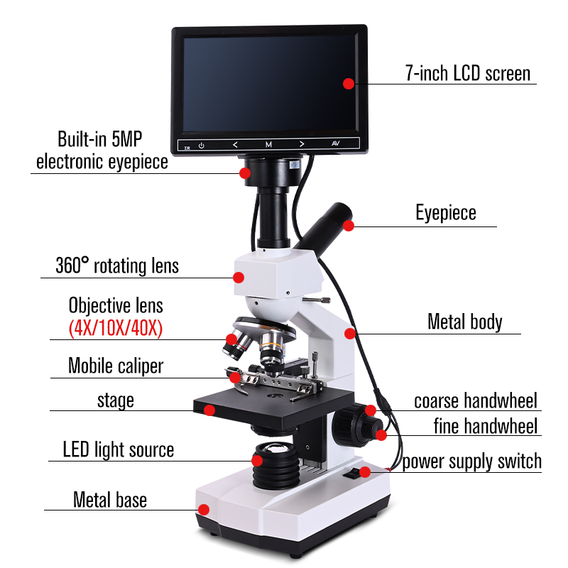5MP HD Professional Mites Sper – Digital Microscope With Screen 7 Inch Bewertung und Preis