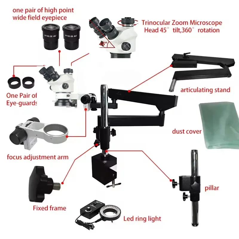 2026 Neues 3,5X-100X Flexibles – Microscope Boom Stand Articulating Bewertung und Preis